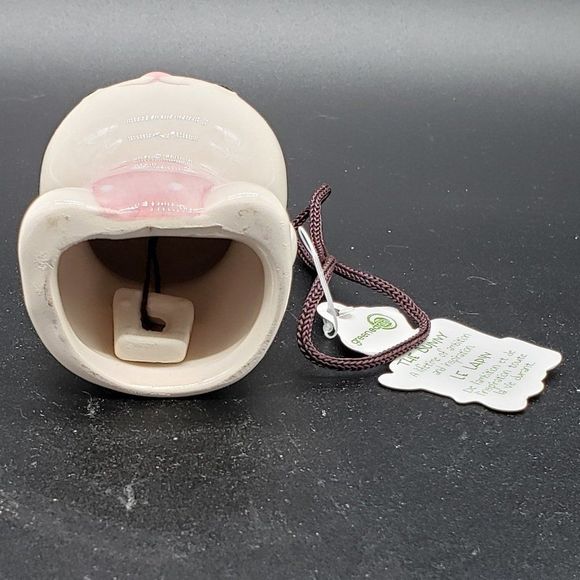 Green Earth Baby Bells Decorative Porcelain White Bunny Hanging Bell Figurine - Picture 6 of 14